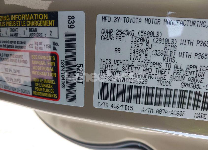 Photo 17 of 2017 Toyota Tacoma TRD SPORT (VIN 5TFSZ5AN7HX056929)