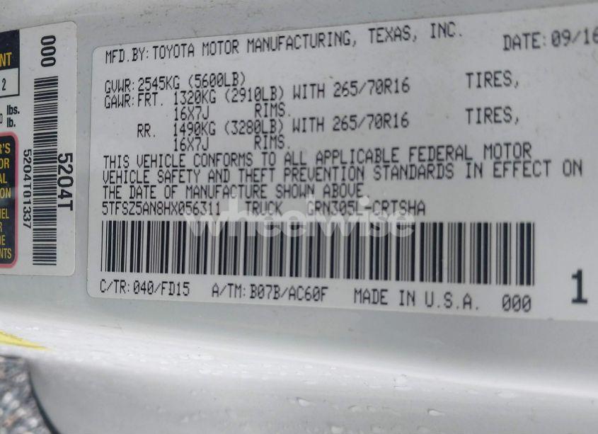 Photo 9 of 2017 Toyota Tacoma TRD OFF ROAD (VIN 5TFSZ5AN8HX056311)