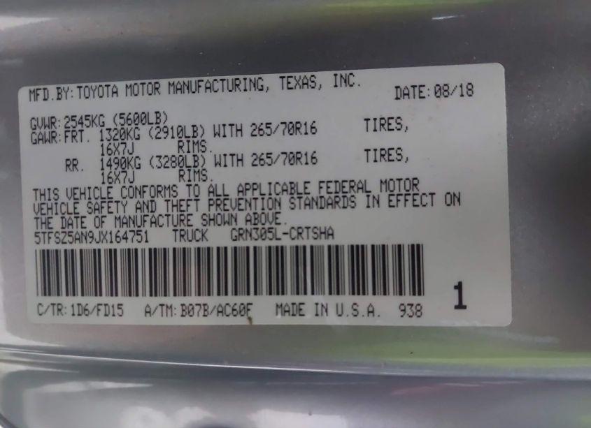 Photo 9 of 2018 Toyota Tacoma TRD OFF ROAD (VIN 5TFSZ5AN9JX164751)