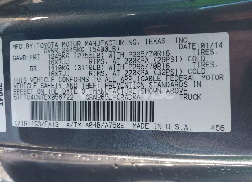 Photo 9 of 2014 Toyota Tacoma PRERUNNER ACCESS CAB (VIN 5TFTU4GN7EX056722)