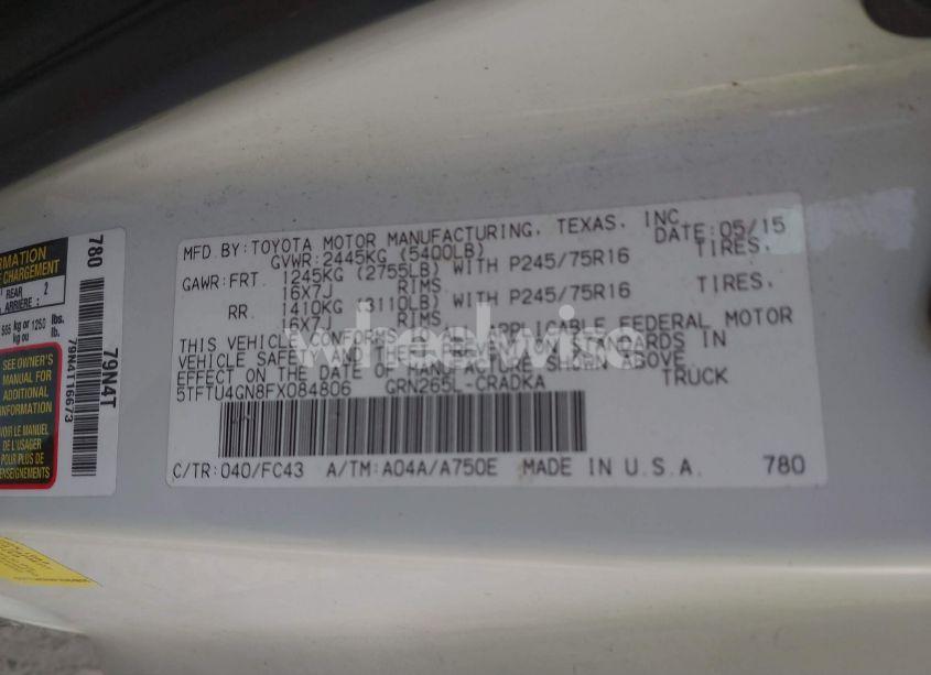 Photo 9 of 2015 Toyota Tacoma PRERUNNER ACCESS CAB (VIN 5TFTU4GN8FX084806)