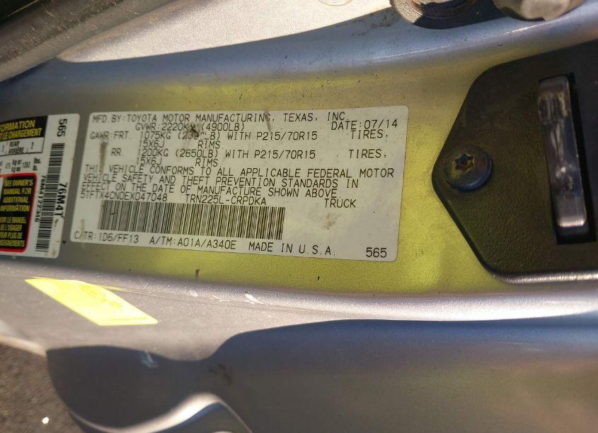 Photo 9 of 2014 Toyota Tacoma (VIN 5TFTX4CN0EX047048)