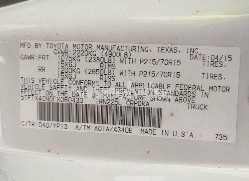 Photo 9 of 2015 Toyota Tacoma (VIN 5TFTX4CN0FX060433)