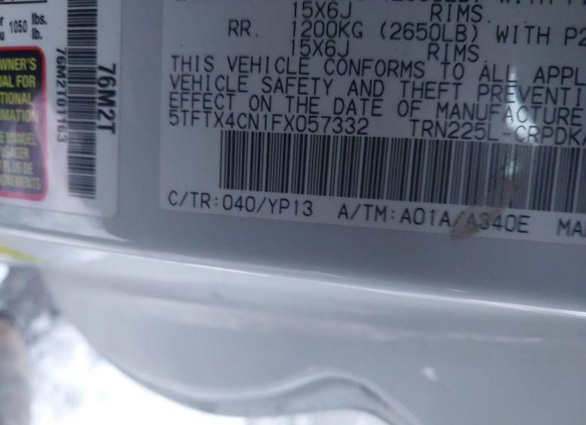 Photo 9 of 2015 Toyota Tacoma (VIN 5TFTX4CN1FX057332)