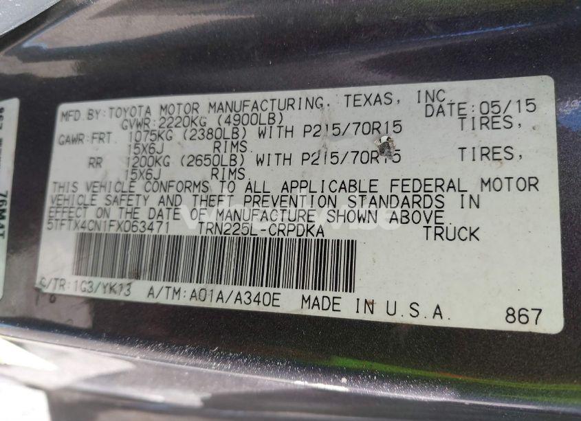 Photo 9 of 2015 Toyota Tacoma (VIN 5TFTX4CN1FX063471)