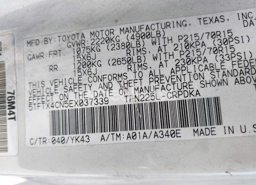 Photo 9 of 2014 Toyota Tacoma (VIN 5TFTX4CN5EX037339)
