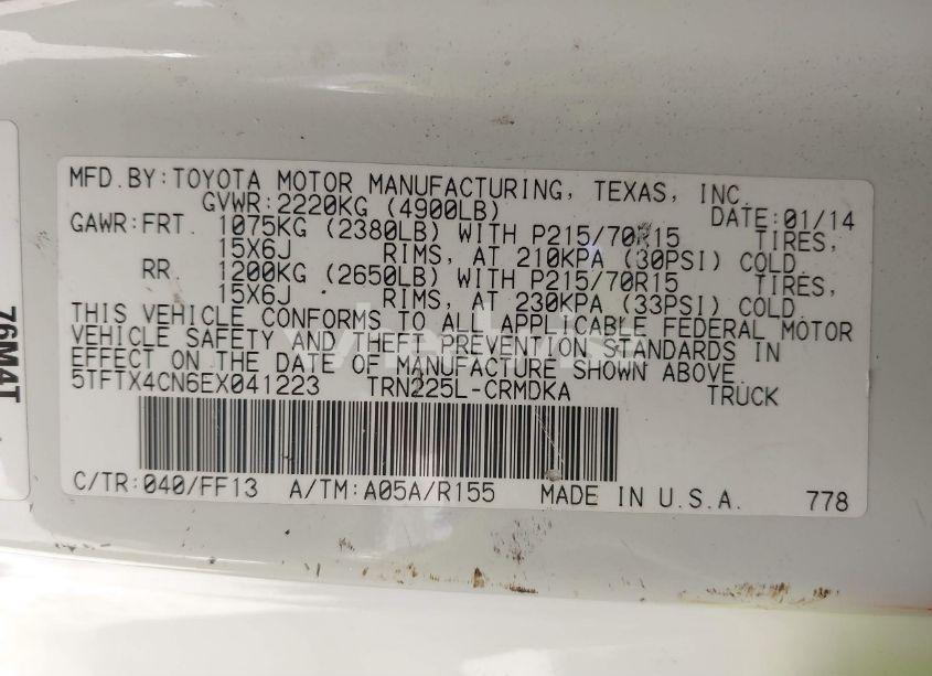 Photo 9 of 2014 Toyota Tacoma (VIN 5TFTX4CN6EX041223)