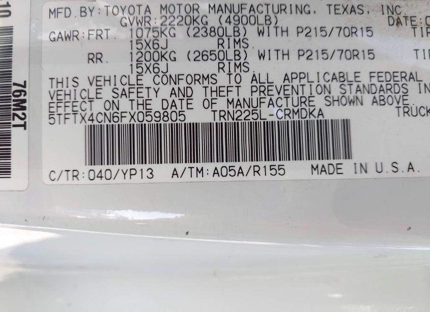 Photo 9 of 2015 Toyota Tacoma (VIN 5TFTX4CN6FX059805)