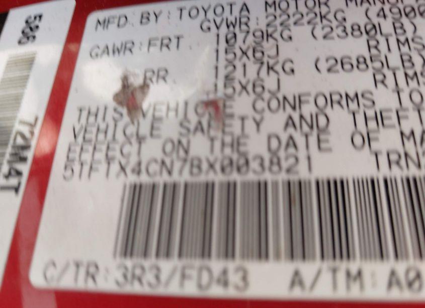Photo 9 of 2011 Toyota Tacoma ACCESS CAB (VIN 5TFTX4CN7BX003821)