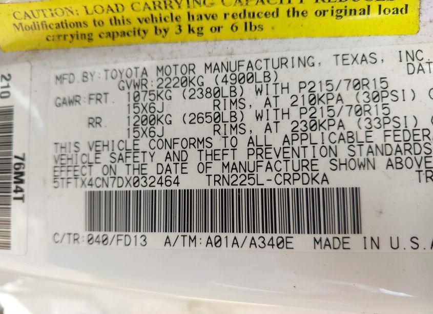Photo 9 of 2013 Toyota Tacoma (VIN 5TFTX4CN7DX032464)