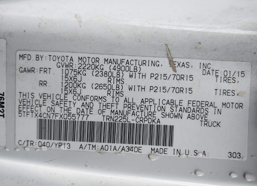 Photo 9 of 2015 Toyota Tacoma (VIN 5TFTX4CN7FX055777)