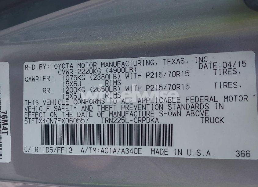 Photo 9 of 2015 Toyota Tacoma (VIN 5TFTX4CN7FX060557)