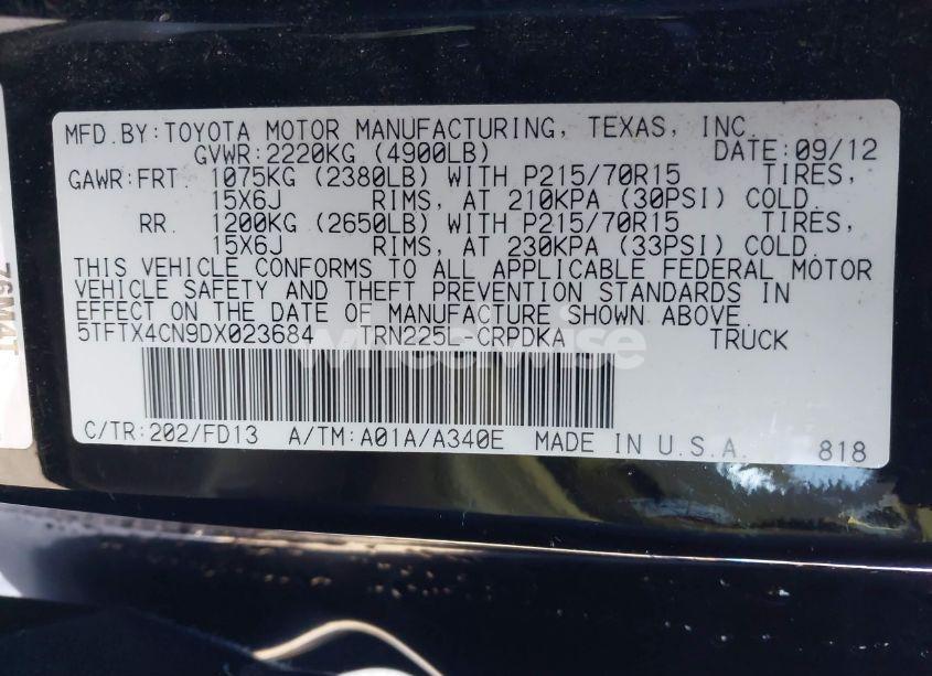 Photo 9 of 2013 Toyota Tacoma ACCESS CAB (VIN 5TFTX4CN9DX023684)