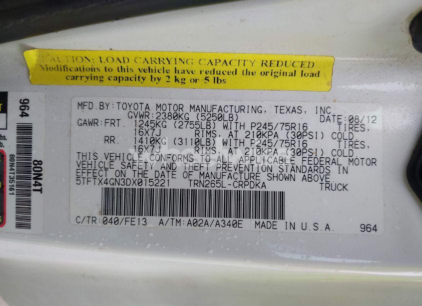 Photo 9 of 2013 Toyota Tacoma PRERUNNER (VIN 5TFTX4GN3DX015221)
