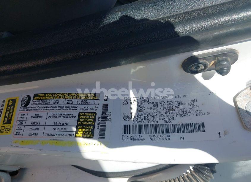 Photo 9 of 2012 Toyota Tundra GRADE 4.6L V8 (VIN 5TFUM5F11CX029960)