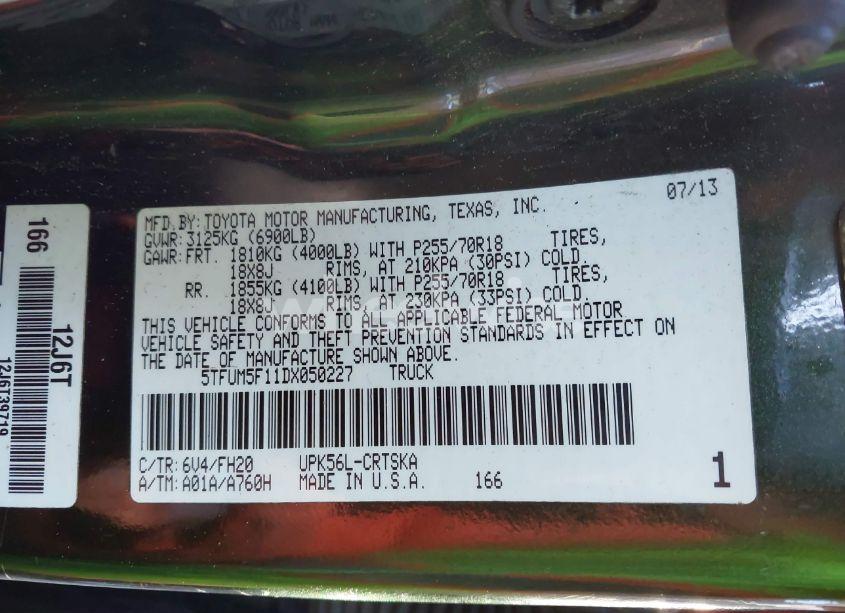 Photo 9 of 2013 Toyota Tundra GRADE 4.6L V8 (VIN 5TFUM5F11DX050227)