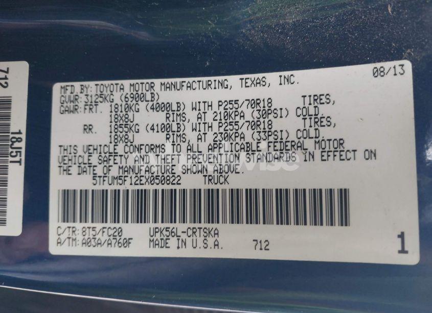 Photo 9 of 2014 Toyota Tundra SR5 4.6L V8 (VIN 5TFUM5F12EX050822)