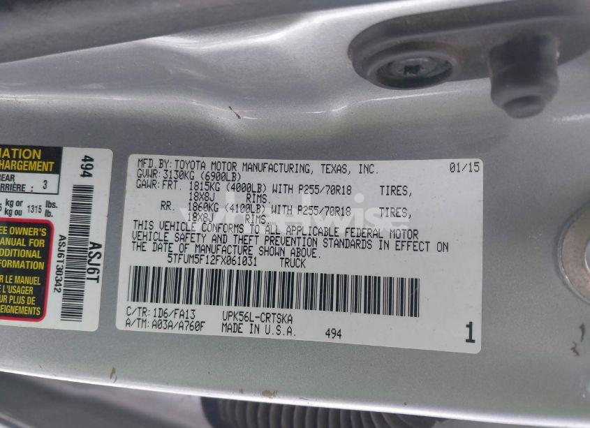 Photo 9 of 2015 Toyota Tundra SR 4.6L V8 (VIN 5TFUM5F12FX061031)