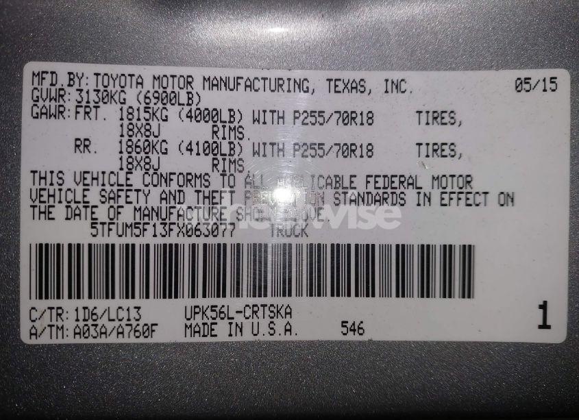 Photo 9 of 2015 Toyota Tundra SR 4.6L V8 (VIN 5TFUM5F13FX063077)