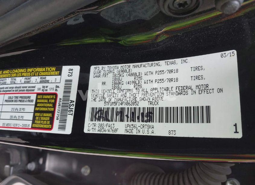 Photo 9 of 2015 Toyota Tundra SR 4.6L V8 (VIN 5TFUM5F14FX062052)