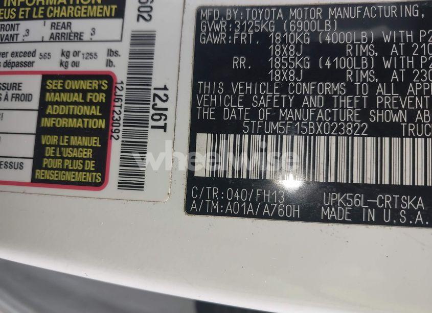 Photo 9 of 2011 Toyota Tundra GRADE 4.6L V8 (VIN 5TFUM5F15BX023822)