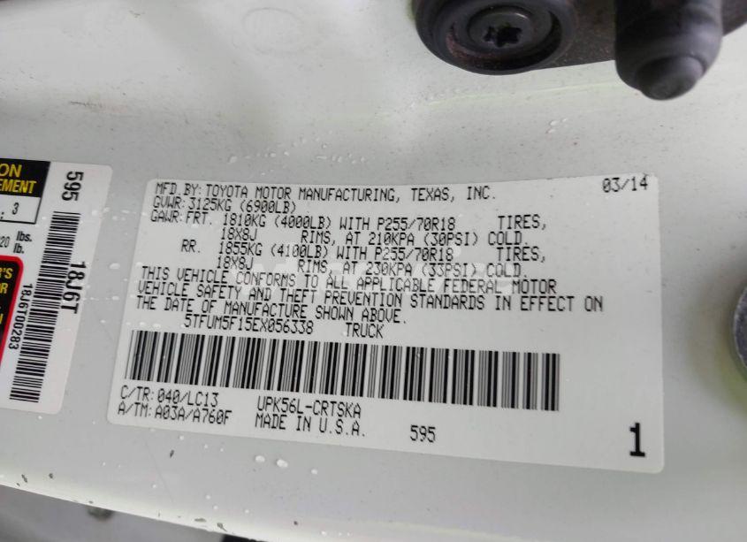 Photo 9 of 2014 Toyota Tundra SR 4.6L V8 (VIN 5TFUM5F15EX056338)