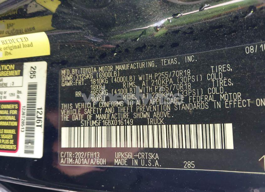 Photo 9 of 2011 Toyota Tundra GRADE 4.6L V8 (VIN 5TFUM5F16BX016149)