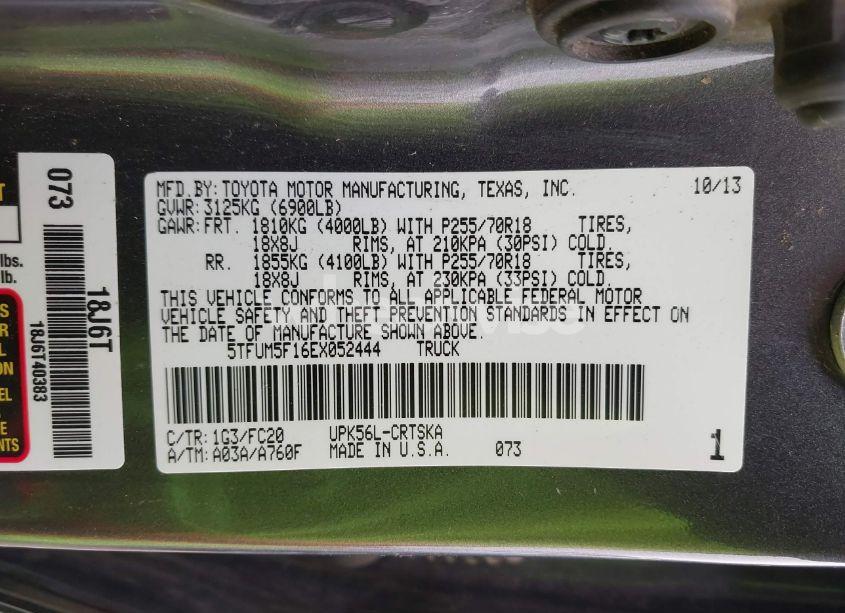 Photo 9 of 2014 Toyota Tundra SR5 4.6L V8 (VIN 5TFUM5F16EX052444)