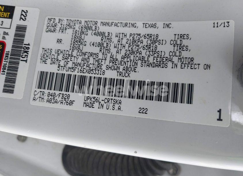 Photo 9 of 2014 Toyota Tundra SR5 4.6L V8 (VIN 5TFUM5F16EX053318)