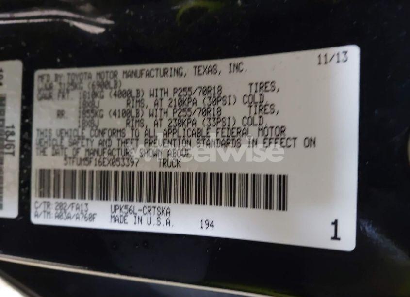 Photo 9 of 2014 Toyota Tundra SR 4.6L V8 (VIN 5TFUM5F16EX053397)