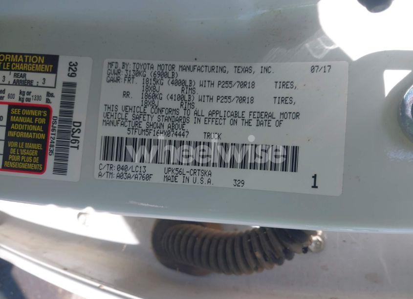 Photo 9 of 2017 Toyota Tundra SR 4.6L V8 (VIN 5TFUM5F16HX074447)