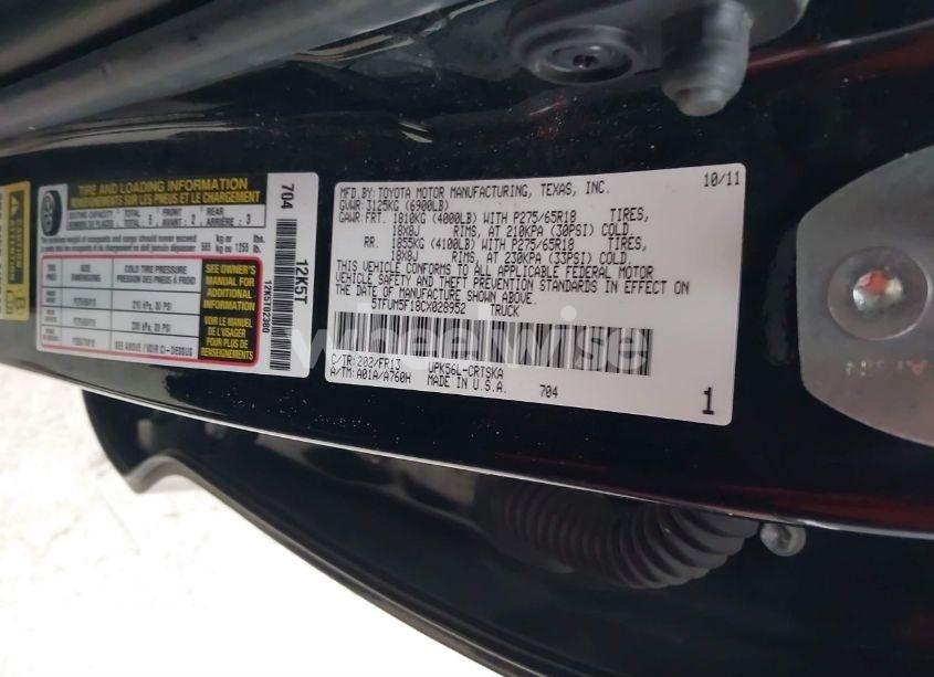 Photo 9 of 2012 Toyota Tundra GRADE 4.6L V8 (VIN 5TFUM5F18CX028952)