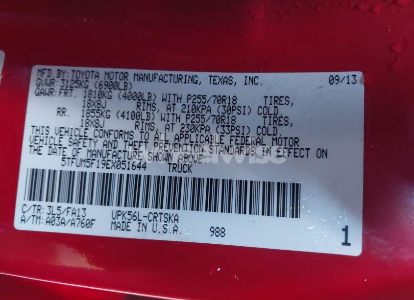 Photo 9 of 2014 Toyota Tundra SR 4.6L V8 (VIN 5TFUM5F19EX051644)