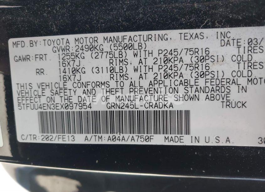 Photo 9 of 2014 Toyota Tacoma BASE V6 (VIN 5TFUU4EN3EX097954)