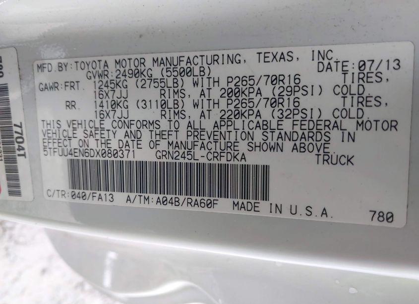 Photo 9 of 2013 Toyota Tacoma (VIN 5TFUU4EN6DX080371)