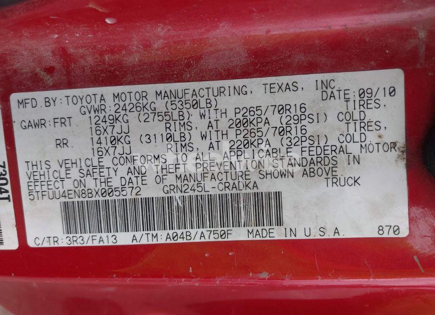 Photo 9 of 2011 Toyota Tacoma ACCESS CAB (VIN 5TFUU4EN8BX005572)