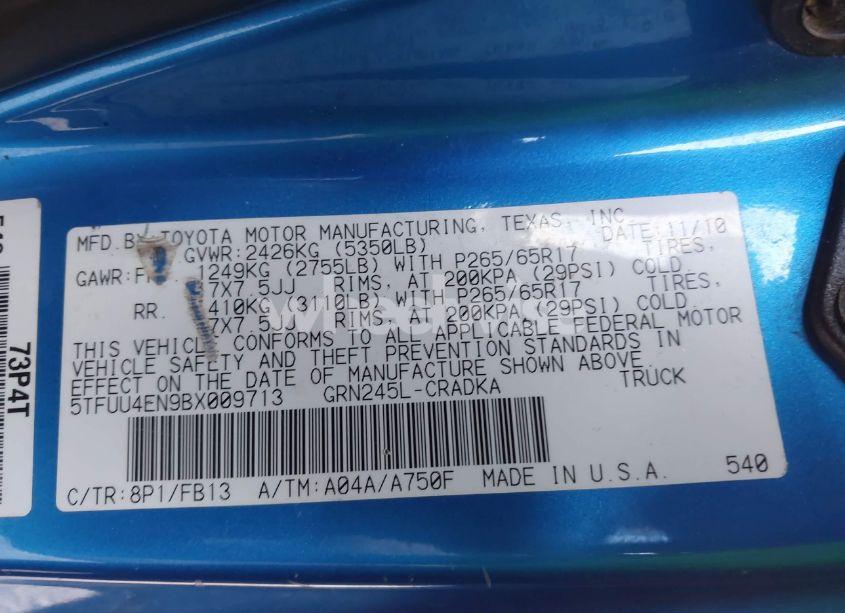 Photo 9 of 2011 Toyota Tacoma ACCESS CAB (VIN 5TFUU4EN9BX009713)
