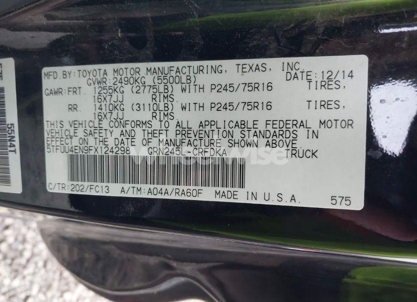 Photo 9 of 2015 Toyota Tacoma ACCESS CAB/TRD PRO (VIN 5TFUU4EN9FX124298)