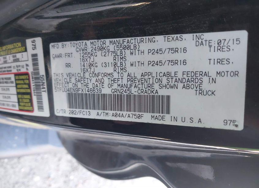 Photo 9 of 2015 Toyota Tacoma ACCESS CAB/TRD PRO (VIN 5TFUU4EN9FX146639)