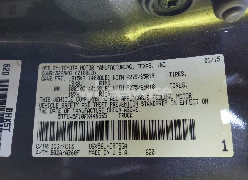 Photo 9 of 2015 Toyota Tundra SR5 5.7L V8 (VIN 5TFUW5F10FX446565)