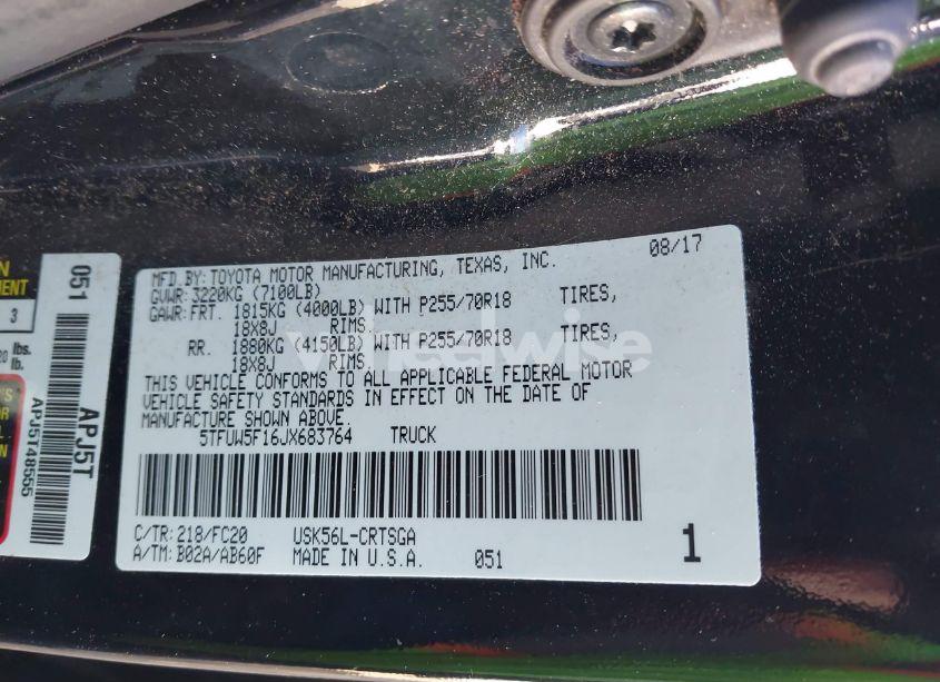 Photo 9 of 2018 Toyota Tundra SR5 5.7L V8 (VIN 5TFUW5F16JX683764)