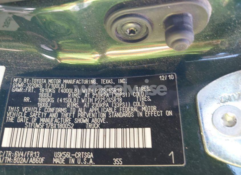 Photo 9 of 2011 Toyota Tundra GRADE 5.7L V8 (VIN 5TFUW5F17BX180052)