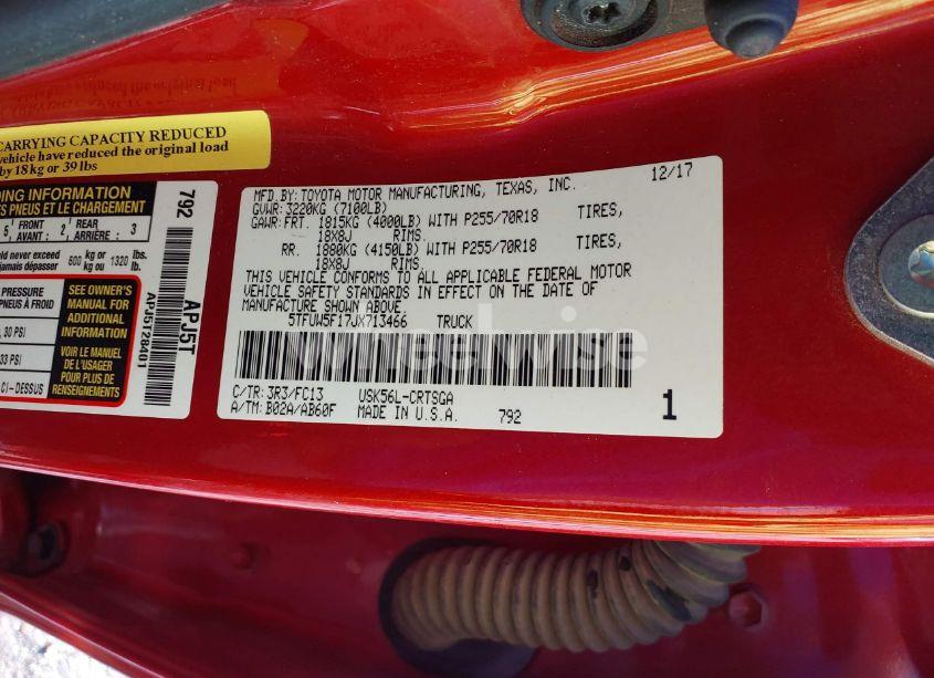 Photo 9 of 2018 Toyota Tundra SR5 5.7L V8 (VIN 5TFUW5F17JX713466)