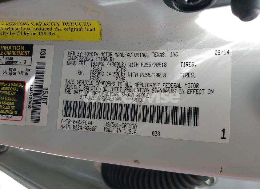 Photo 9 of 2014 Toyota Tundra SR5 5.7L V8 (VIN 5TFUW5F18EX408788)