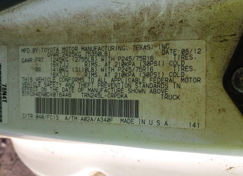 Photo 9 of 2013 Toyota Tacoma ACCESS CAB (VIN 5TFUX4EN0DX016446)