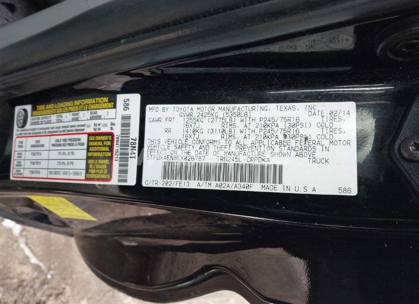Photo 9 of 2014 Toyota Tacoma (VIN 5TFUX4EN8EX026787)