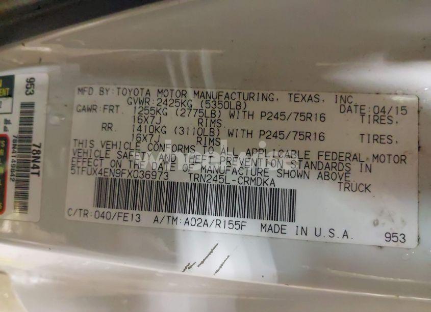 Photo 9 of 2015 Toyota Tacoma (VIN 5TFUX4EN9FX036973)