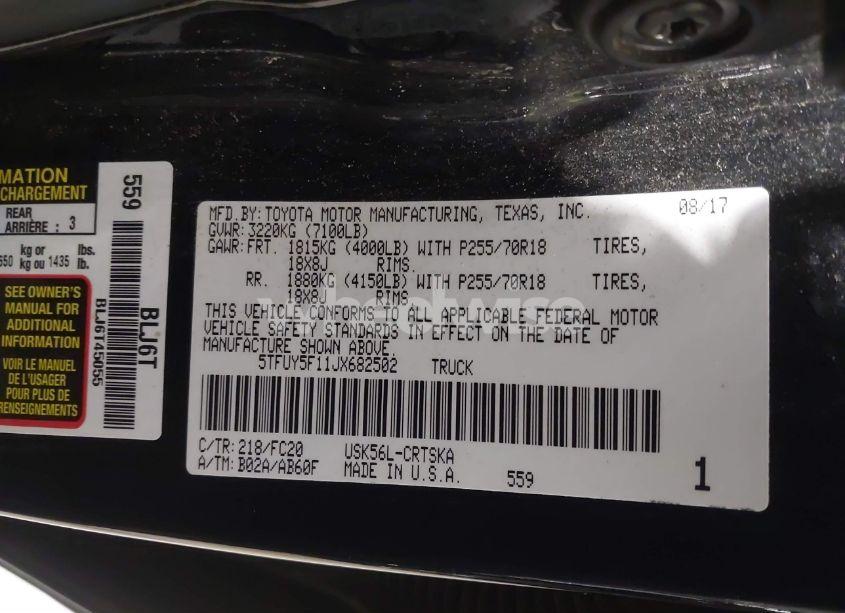 Photo 9 of 2018 Toyota Tundra SR5 5.7L V8 (VIN 5TFUY5F11JX682502)