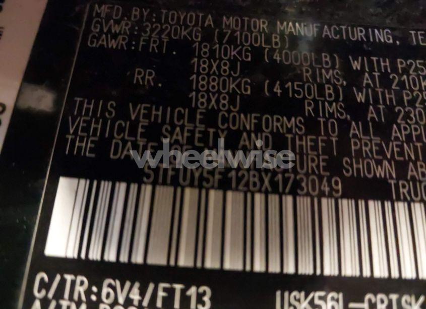 Photo 9 of 2011 Toyota Tundra GRADE 5.7L V8 (VIN 5TFUY5F12BX173049)