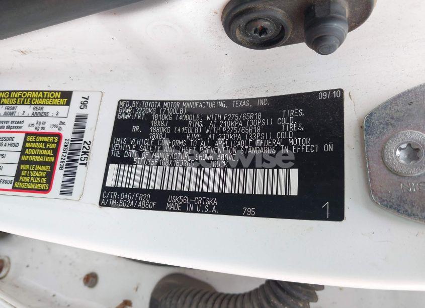 Photo 9 of 2011 Toyota Tundra GRADE 5.7L V8 (VIN 5TFUY5F16BX163365)